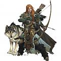 Female Human Ranger with wolf companion